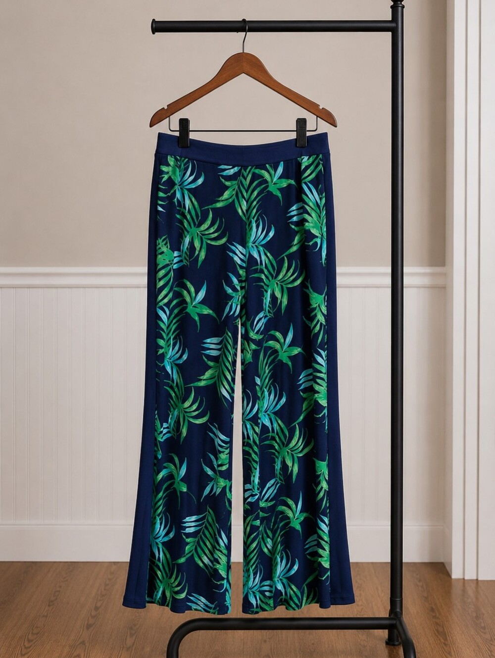 Colleen Lopez Navy Tropical Leaf Pants